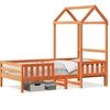 Image de vidaXL Lit en bois massif avec toit brun cireux 75x190 cm pin