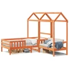 Image de vidaXL Lit et banc en bois massif avec toit Orange 90x200 cm pin