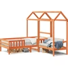 Image de vidaXL Lit et banc en bois massif avec toit Orange 80x200 cm pin