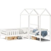 Image de vidaXL Lit et banc en bois massif avec toit blanc 75x190 cm pin