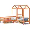 Image de vidaXL Lit et banc en bois massif avec toit Orange 75x190 cm pin