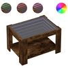 Image de vidaXL Table basse LED chêne fumé 73x53x45 cm bois composite