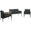Image de vidaXL Ensemble de meubles de balcon 3 pièces avec coussins Noir Acier