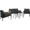 Image de vidaXL Ensemble de meubles de balcon 5 pièces avec coussins Noir Acier