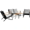 Image de vidaXL Ensemble de meubles de balcon 5 pièces avec coussins Noir Acier