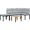 Image de vidaXL Ensemble de bancs de jardin 4 pièces noir Acier revêtu par poudre