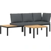 Image de vidaXL Ensemble de salon de jardin 3 pièces avec coussins Noir Aluminium
