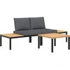 Image de vidaXL Ensemble de salon de jardin 3 pièces avec coussins Noir Aluminium