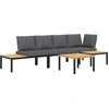 Image de vidaXL Ensemble de salon de jardin 4 pièces avec coussins Noir Aluminium