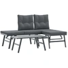 Image de vidaXL Ensemble de jardin 3 pièces avec coussins Noir Acier