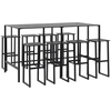 Image de vidaXL Ensemble de bar de jardin 9 pièces Noir Acier revêtu par poudre