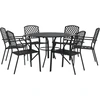 Image de vidaXL Ensemble de chaises de jardin 7 pcs. empilables Acier revêtu par poudre