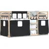 Image de vidaXL Lit superposé avec rideaux blanc & noir 80x200 cm Pin
