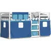 Image de vidaXL Lit superposé avec rideaux bleu 80x200 cm pin massif