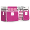 Image de vidaXL Lit superposé avec rideaux rose 80x200 cm pin massif