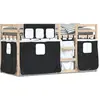 Image de vidaXL Lit superposé avec rideaux blanc noir 90x200 cm en pin