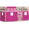 Image de vidaXL Lit superposé avec rideaux rose 90x200 cm pin massif
