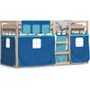 Image de vidaXL Lit superposé avec rideaux bleu 90x190 cm pin massif
