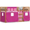 Image de vidaXL Lit superposé avec rideaux rose 90x190 cm pin massif