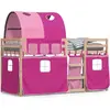 Image de vidaXL Lit superposé avec rideaux rose 80x200 cm pin massif