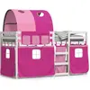 Image de vidaXL Lit superposé avec rideaux rose 80x200 cm pin massif
