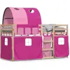 Image de vidaXL Lit superposé avec rideaux rose 90x200 cm pin massif