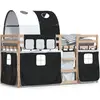Image de vidaXL Lit superposé avec rideaux blanc & noir 90x190 cm Pin