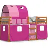Image de vidaXL Lit superposé avec rideaux rose 90x200 cm pin massif
