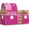 Image de vidaXL Lit superposé avec rideaux rose 90x190 cm pin massif