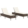 Image de vidaXL Ensemble de 3 chaises longues avec support Marron Poly Rattan