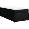 Image de vidaXL Lit boxspring avec matelas noir 90x200 cm Tissu