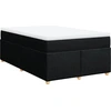 Image de vidaXL Lit boxspring avec matelas noir 120x200 cm Tissu