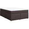Image de vidaXL Lit boxspring avec matelas brun foncé 160x200 cm Tissu