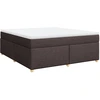 Image de vidaXL Lit boxspring avec matelas brun foncé 180x200 cm Tissu