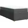 Image de vidaXL Lit boxspring avec matelas gris foncé 90x190 cm Tissu