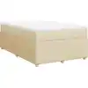 Image de vidaXL Lit boxspring avec matelas Crème 120x190 cm Tissu