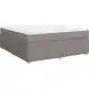 Image de vidaXL Lit boxspring avec matelas Taupe 200x200 cm Tissu