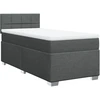 Image de vidaXL Lit boxspring avec matelas gris foncé 100x200 cm Tissu