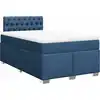 Image de vidaXL Lit boxspring avec matelas bleu 120x190 cm Tissu