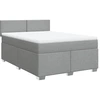 Image de vidaXL Lit boxspring avec matelas gris clair 140x190 cm Tissu