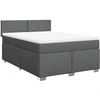 Image de vidaXL Lit boxspring avec matelas gris foncé 140x190 cm Tissu