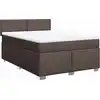 Image de vidaXL Lit boxspring avec matelas brun foncé 140x190 cm Tissu
