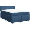 Image de vidaXL Lit boxspring avec matelas bleu 140x190 cm Tissu