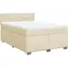 Image de vidaXL Lit boxspring avec matelas Crème 140x190 cm Tissu