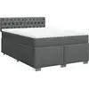 Image de vidaXL Lit boxspring avec matelas gris foncé 140x190 cm Tissu