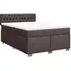 Image de vidaXL Lit boxspring avec matelas brun foncé 140x190 cm Tissu
