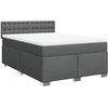 Image de vidaXL Lit boxspring avec matelas gris foncé 140x190 cm Tissu