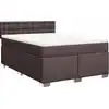 Image de vidaXL Lit boxspring avec matelas brun foncé 140x190 cm Tissu