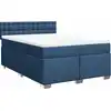 Image de vidaXL Lit boxspring avec matelas bleu 140x190 cm Tissu