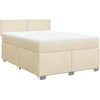 Image de vidaXL Lit boxspring avec matelas Crème 140x200 cm Tissu